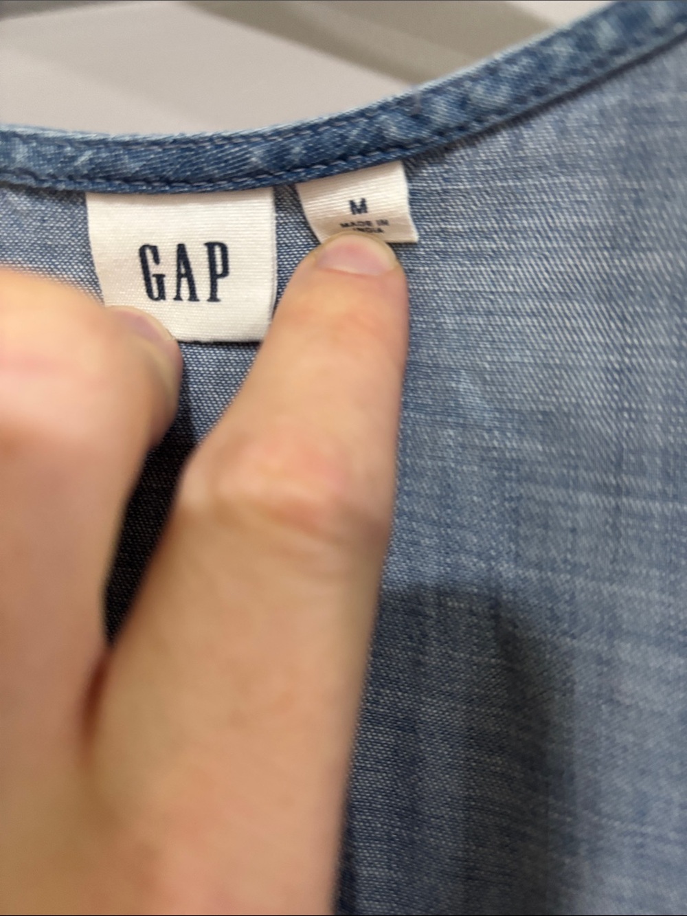 GAP Denim-Style Light Blue Wrap Dress with Tie Waist - Picture 2 of 2